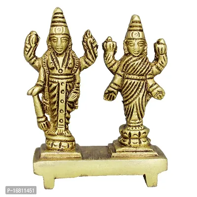 Om ssvmb9 Brass Vishnu Lakshmi Brass Idol Lord Vishnu/Laxmi Narayan Standing Murti - Handmade Statue Lakshmi/Laxmi Narayan Idol/Murti/Statue (Height :- 2 Inch)-thumb0