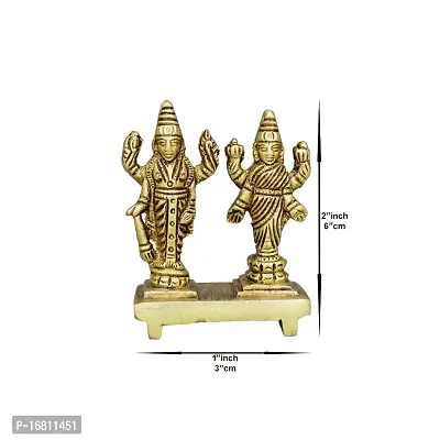 Om ssvmb9 Brass Vishnu Lakshmi Brass Idol Lord Vishnu/Laxmi Narayan Standing Murti - Handmade Statue Lakshmi/Laxmi Narayan Idol/Murti/Statue (Height :- 2 Inch)-thumb3