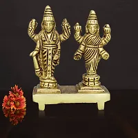 Om ssvmb9 Brass Vishnu Lakshmi Brass Idol Lord Vishnu/Laxmi Narayan Standing Murti - Handmade Statue Lakshmi/Laxmi Narayan Idol/Murti/Statue (Height :- 2 Inch)-thumb4