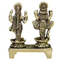 Om ssvmb9 Brass Vishnu Lakshmi Brass Idol Lord Vishnu/Laxmi Narayan Standing Murti - Handmade Statue Lakshmi/Laxmi Narayan Idol/Murti/Statue (H x L x W:- 3 x 2.5 x 1 Inch)-thumb1