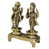 Om ssvmb9 Brass Vishnu Lakshmi Brass Idol Lord Vishnu/Laxmi Narayan Standing Murti - Handmade Statue Lakshmi/Laxmi Narayan Idol/Murti/Statue (H x L x W:- 3 x 2.5 x 1 Inch)-thumb2