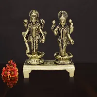 Om ssvmb9 Brass Vishnu Lakshmi Brass Idol Lord Vishnu/Laxmi Narayan Standing Murti - Handmade Statue Lakshmi/Laxmi Narayan Idol/Murti/Statue (H x L x W:- 3 x 2.5 x 1 Inch)-thumb4