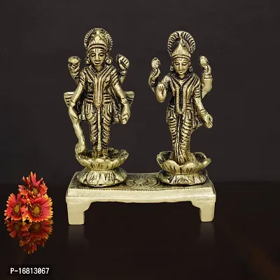 Om ssvmb9 Brass Vishnu Lakshmi Brass Idol Lord Vishnu/Laxmi Narayan Standing Murti - Handmade Statue Lakshmi/Laxmi Narayan Idol/Murti/Statue (H x L x W:- 3 x 2.5 x 1 Inch)-thumb5