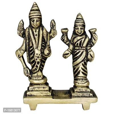 Om ssvmb9 Brass Vishnu Lakshmi Brass Idol Lord Vishnu/Laxmi Narayan Standing Murti - Handmade Statue Lakshmi/Laxmi Narayan Idol/Murti/Statue (Height :- 2.5 Inch)-thumb0