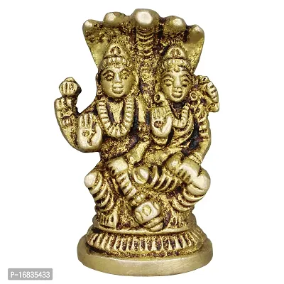 Om ssvmb9 Brass Vishnu Lakshmi Brass Idol Lord Vishnu/Laxmi Narayan Sitting Murti - Handmade Statue Lakshmi/Laxmi Narayan Idol/Murti/Statue (H x W:- 2 x 1.5 Inch)-thumb0