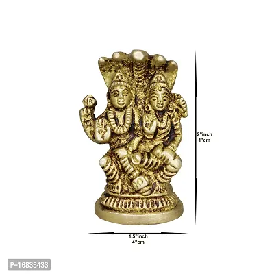 Om ssvmb9 Brass Vishnu Lakshmi Brass Idol Lord Vishnu/Laxmi Narayan Sitting Murti - Handmade Statue Lakshmi/Laxmi Narayan Idol/Murti/Statue (H x W:- 2 x 1.5 Inch)-thumb2