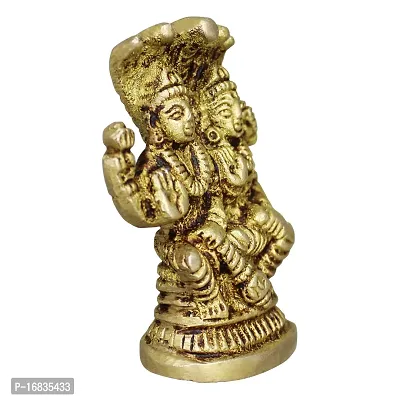 Om ssvmb9 Brass Vishnu Lakshmi Brass Idol Lord Vishnu/Laxmi Narayan Sitting Murti - Handmade Statue Lakshmi/Laxmi Narayan Idol/Murti/Statue (H x W:- 2 x 1.5 Inch)-thumb4