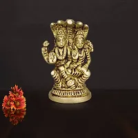 Om ssvmb9 Brass Vishnu Lakshmi Brass Idol Lord Vishnu/Laxmi Narayan Sitting Murti - Handmade Statue Lakshmi/Laxmi Narayan Idol/Murti/Statue (H x W:- 2 x 1.5 Inch)-thumb2