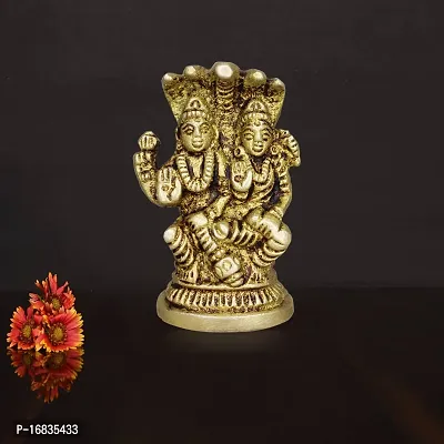 Om ssvmb9 Brass Vishnu Lakshmi Brass Idol Lord Vishnu/Laxmi Narayan Sitting Murti - Handmade Statue Lakshmi/Laxmi Narayan Idol/Murti/Statue (H x W:- 2 x 1.5 Inch)-thumb3