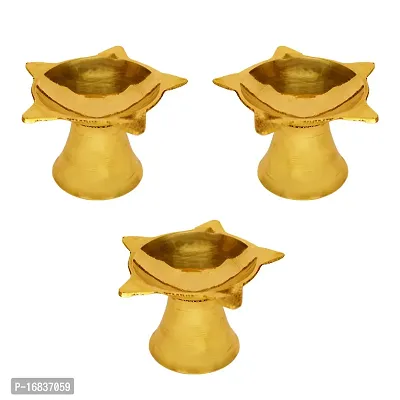 Om ssvmb9 Brass Deepak/Diya Oil Lamp for Aarti Home Temple Puja Articles Decor Diwali / Durga Pooja Navratri Gifts (Set of 9,Diameter 5 cm)