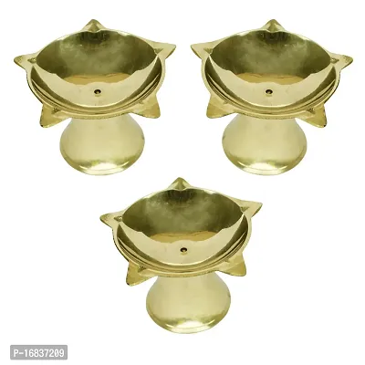 Om ssvmb9 Brass Deepak/Diya Oil Lamp for Aarti Home Temple Puja Articles Decor Diwali / Durga Pooja Navratri Gifts (Set of 9,Diameter 6 cm)