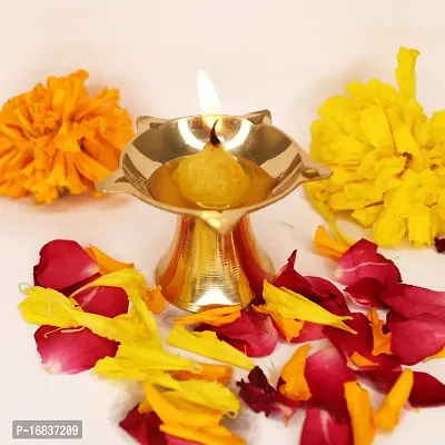 Om ssvmb9 Brass Deepak/Diya Oil Lamp for Aarti Home Temple Puja Articles Decor Diwali / Durga Pooja Navratri Gifts (Set of 9,Diameter 6 cm)-thumb4