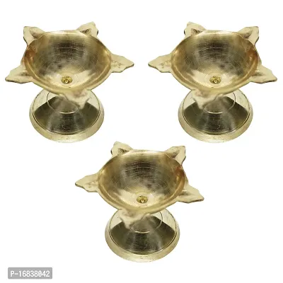 Om ssvmb9 Brass Deepak/Diya Oil Lamp for Aarti Home Temple Puja Articles Decor Diwali / Durga Pooja Navratri Gifts (Set of 9,Diameter 1.96 Inch)