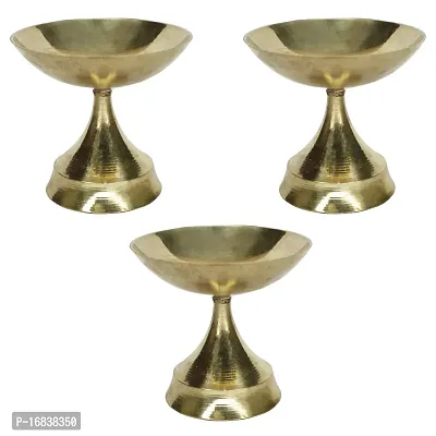 Om ssvmb9 Brass Deepak/Diya Oil Lamp for Aarti Home Temple Puja Articles Decor Diwali / Durga Pooja Navratri Gifts (Set of 9)