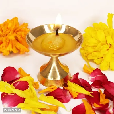 Om ssvmb9 Brass Deepak/Diya Oil Lamp for Aarti Home Temple Puja Articles Decor Diwali / Durga Pooja Navratri Gifts (Set of 9)-thumb5