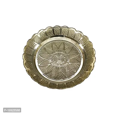 Om ssvmb9 Brass Pooja Thali Puja Dish Aarti Plate for Worship and Gift Purpose (Pack of 1, Weight:- 0.147 Kg)