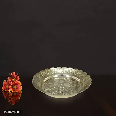 Om ssvmb9 Brass Pooja Thali Puja Dish Aarti Plate for Worship and Gift Purpose (Pack of 1, Weight:- 0.147 Kg)-thumb3