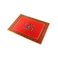 Om ssvmb9 Swastik  Kalash Design Red Velvet Cloth for Pooja and God Idol/Puja Aasan Kapda/Chawki Altar Red Puja Cloth for Mandir, Temple and Other Puja Rituals (Pack Of 5, Size 7 x 5 Inch, Red Color)-thumb3