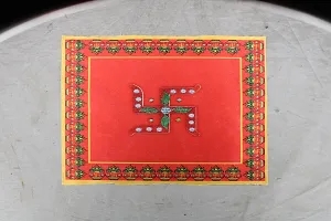 Om ssvmb9 Swastik  Kalash Design Red Velvet Cloth for Pooja and God Idol/Puja Aasan Kapda/Chawki Altar Red Puja Cloth for Mandir, Temple and Other Puja Rituals (Pack Of 5, Size 7 x 5 Inch, Red Color)-thumb4