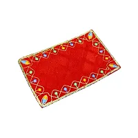 Om ssvmb9 Red and Yellow Color Velvet Cloth for Pooja and God Idol/Puja Aasan Kapda/Chawki Altar Red Puja Cloth for Mandir, Temple and Other Puja Rituals (Pack of 4, Size 4 x 4 Inch)-thumb3