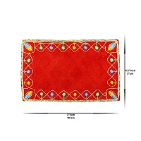 Om ssvmb9 Red and Yellow Color Velvet Cloth for Pooja and God Idol/Puja Aasan Kapda/Chawki Altar Red Puja Cloth for Mandir, Temple and Other Puja Rituals (Pack of 4, Size 4 x 4 Inch)-thumb4