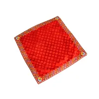 Om ssvmb9 Velvet Cloth for Pooja and God Idol/Puja Aasan Kapda/Chawki Altar Red Puja Cloth for Mandir, Temple and Other Puja Rituals (Pack of 1, Size 15 x 15 Inch, Red Color)-thumb3