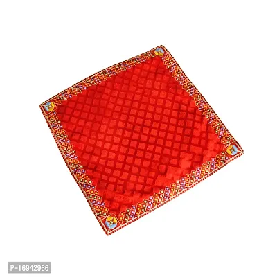 Om ssvmb9 Velvet Cloth for Pooja and God Idol/Puja Aasan Kapda/Chawki Altar Red Puja Cloth for Mandir, Temple and Other Puja Rituals (Pack of 1, Size 15 x 15 Inch, Red Color)-thumb4