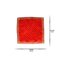 Om ssvmb9 Velvet Cloth for Pooja and God Idol/Puja Aasan Kapda/Chawki Altar Red Puja Cloth for Mandir, Temple and Other Puja Rituals (Pack of 1, Size 15 x 15 Inch, Red Color)-thumb2