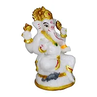 Om ssvmb9 Marble Ganesha Idol/Statue Ganesh Sitting Statue Long Ear Showpiece Colour:-White (H x L x W:-10x7x7cm/ Weight:-0.200g)-thumb2