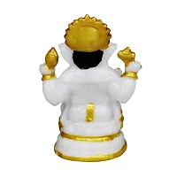 Om ssvmb9 Marble Ganesha Idol/Statue Ganesh Sitting Statue Long Ear Showpiece Colour:-White (H x L x W:-10x7x7cm/ Weight:-0.200g)-thumb3