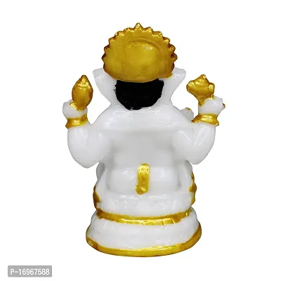 Om ssvmb9 Marble Ganesha Idol/Statue Ganesh Sitting Statue Long Ear Showpiece Colour:-White (H x L x W:-10x7x7cm/ Weight:-0.200g)-thumb4