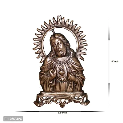 Om ssvmb9 Black Metal Unique Jesus Christ Statue God Idol for Home Figurine Showpiece Sculpture of Christian Lord Christ Catholic Divine Gift Item-thumb2