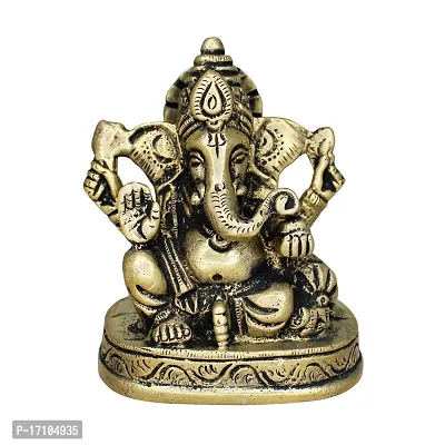 Om ssvmb9 Brass Ganesh/Ganesha/Ganesh ji/Ganpati Bappa Ashtadhatu Idol/Murti/Statue for Home Temple Puja/Pooja, Good Luck, Success and Prosperity (H x W x L :- 3 x 2.5 x 1.5 Inch, Weight :- 0.382 Kg)