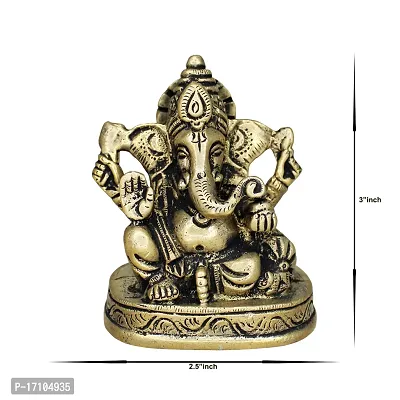 Om ssvmb9 Brass Ganesh/Ganesha/Ganesh ji/Ganpati Bappa Ashtadhatu Idol/Murti/Statue for Home Temple Puja/Pooja, Good Luck, Success and Prosperity (H x W x L :- 3 x 2.5 x 1.5 Inch, Weight :- 0.382 Kg)-thumb2