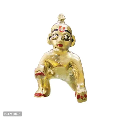 Om ssvmb9 Brass Laddoo Gopal Statue Baby Krishna Bal Gopal Laddu Kishan Murti Thakurji Idol (H x W x L:-1.5X 2X 1.5 Inch, Weight:-0.1)