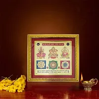 Om ssvmb9 Lakshmi Laxmi Kuber Ganesh Yantra Gold Plated for Home Office Business Place Worship Use (13 x 13 Inch)-thumb2