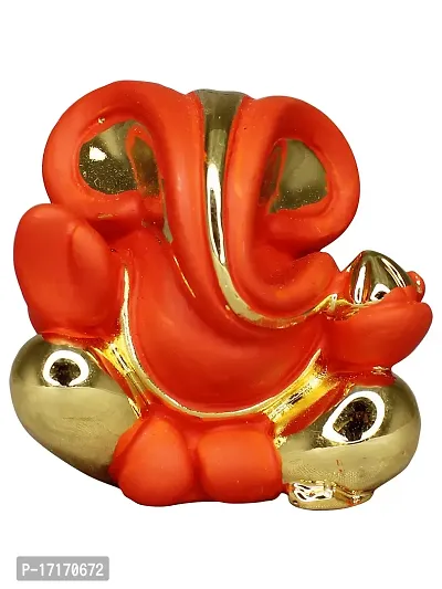 Om ssvmb9 Ganesha/Ganesh/Ganesh ji/Ganpati Idol/Idols/Murti/Statue for Gift, Car Dashborad, God for Good Luck and Success, Home Deacute;cor Figurine for Main Door (Gold Orange) (5x5x3)-thumb0