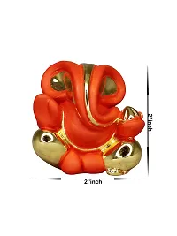 Om ssvmb9 Ganesha/Ganesh/Ganesh ji/Ganpati Idol/Idols/Murti/Statue for Gift, Car Dashborad, God for Good Luck and Success, Home Deacute;cor Figurine for Main Door (Gold Orange) (5x5x3)-thumb3