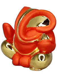 Om ssvmb9 Ganesha/Ganesh/Ganesh ji/Ganpati Idol/Idols/Murti/Statue for Gift, Car Dashborad, God for Good Luck and Success, Home Deacute;cor Figurine for Main Door (Gold Orange) (5x5x3)-thumb4