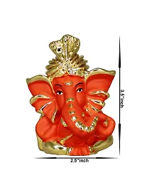 Om ssvmb9 Ganesha/Ganesh/Ganesh ji/Ganpati Idol/Idols/Murti/Statue for Gift, Car Dashborad, Home Deacute;cor Figurine for Main Door,Puja/Pooja, Mandir/Temple (Gold Orange) (9x6x4)-thumb4