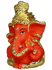 Om ssvmb9 Ganesha/Ganesh/Ganesh ji/Ganpati Idol/Idols/Murti/Statue for Gift, Car Dashborad, Home Deacute;cor Figurine for Main Door,Puja/Pooja, Mandir/Temple (Gold Orange) (9x6x4)-thumb2