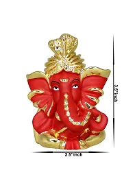 Om ssvmb9 Ganesha/Ganesh/Ganesh ji/Ganpati Idol/Idols/Murti/Statue for Gift, Car Dashborad, God for Good Luck and Success, Home Deacute;cor Figurine for Main Door (Gold Red) (9x6x4)-thumb3