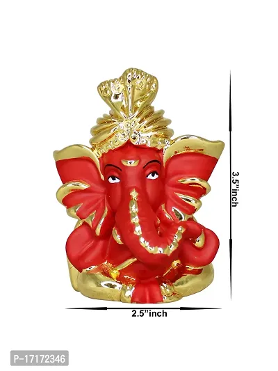 Om ssvmb9 Ganesha/Ganesh/Ganesh ji/Ganpati Idol/Idols/Murti/Statue for Gift, Car Dashborad, God for Good Luck and Success, Home Deacute;cor Figurine for Main Door (Gold Red) (9x6x4)-thumb4