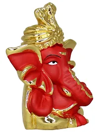 Om ssvmb9 Ganesha/Ganesh/Ganesh ji/Ganpati Idol/Idols/Murti/Statue for Gift, Car Dashborad, God for Good Luck and Success, Home Deacute;cor Figurine for Main Door (Gold Red) (9x6x4)-thumb2