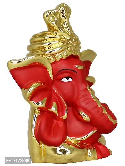 Om ssvmb9 Ganesha/Ganesh/Ganesh ji/Ganpati Idol/Idols/Murti/Statue for Gift, Car Dashborad, God for Good Luck and Success, Home Deacute;cor Figurine for Main Door (Gold Red) (9x6x4)-thumb3