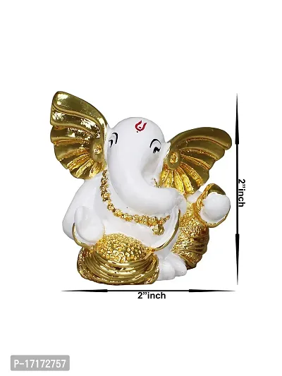 Om ssvmb9 Ganesha/Ganesh/Ganesh ji/Ganpati Idol/Idols/Murti/Statue for Gift, Car Dashborad, Home Deacute;cor Figurine for Main Door,Puja/Pooja, Mandir/Temple (Diamond Gold) (5x5x4)-thumb4