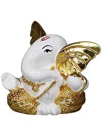 Om ssvmb9 Ganesha/Ganesh/Ganesh ji/Ganpati Idol/Idols/Murti/Statue for Gift, Car Dashborad, Home Deacute;cor Figurine for Main Door,Puja/Pooja, Mandir/Temple (Diamond Gold) (5x5x4)-thumb2