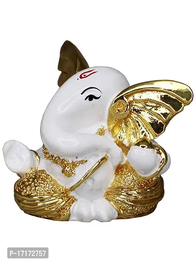 Om ssvmb9 Ganesha/Ganesh/Ganesh ji/Ganpati Idol/Idols/Murti/Statue for Gift, Car Dashborad, Home Deacute;cor Figurine for Main Door,Puja/Pooja, Mandir/Temple (Diamond Gold) (5x5x4)-thumb3