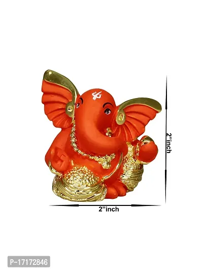 Om ssvmb9 Ganesha/Ganesh/Ganesh ji/Ganpati Idol/Idols/Murti/Statue for Gift, Car Dashborad, Home Deacute;cor Figurine for Main Door,Puja/Pooja, Mandir/Temple (Gold) (5x5x4)-thumb4