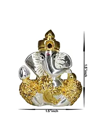 Om ssvmb9 Ganesha/Ganesh/Ganesh ji/Ganpati Idol/Idols/Murti/Statue for Gift, Car Dashborad, Home Deacute;cor Figurine for Main Door,Puja/Pooja, Mandir/Temple (Silver Gold) (4x4x2)-thumb3